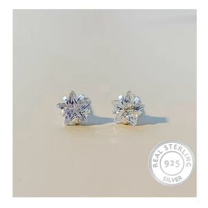 2/$30 Genuine 925 Sterling Silver Star Zircon Stud Earrings